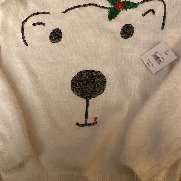 Christmas Holiday Time Long Sleeve Pullover Sequin Relaxed Fit Sweater (Women's) - Picture 4 of 7